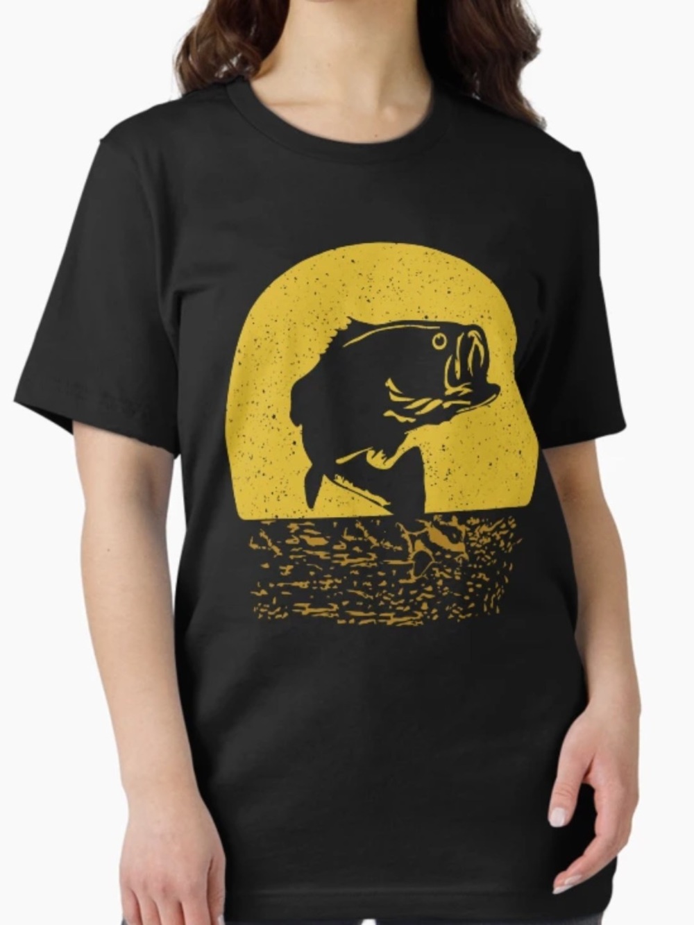 NWT Black Tee with Yellow Fish Sunset Graphic XL